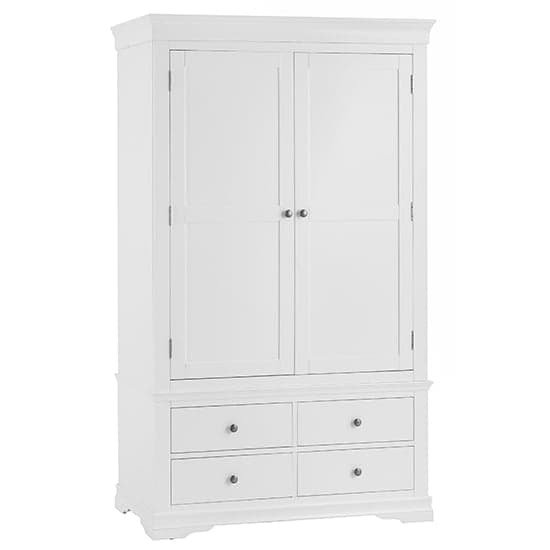 Skokie Wooden 2 Doors And 4 Drawers Wardrobe In Classic White_1