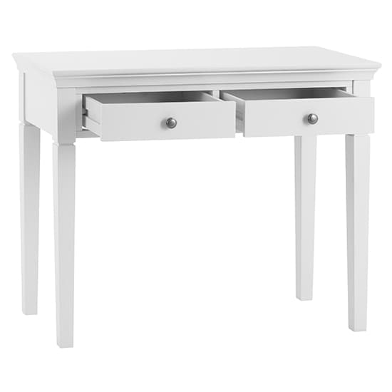 Skokie Wooden 2 Drawers Dressing Table In Classic White_2