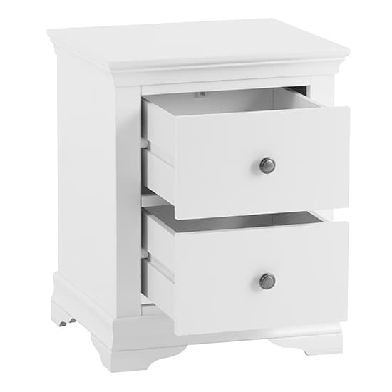 Skokie Large Wooden 2 Drawers Bedside Cabinet In Classic White_2