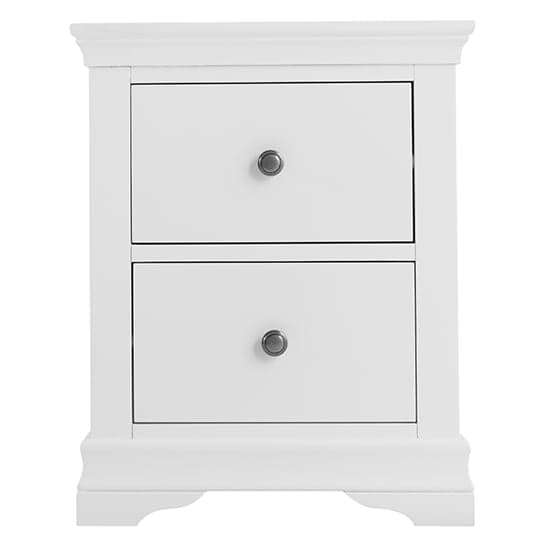 Skokie Large Wooden 2 Drawers Bedside Cabinet In Classic White_3