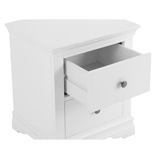 Skokie Large Wooden 2 Drawers Bedside Cabinet In Classic White_4