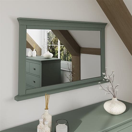 Skokie Wooden Wall Bedroom Mirror In Cactus Green_1