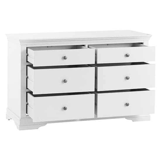 Skokie Wide Wooden Chest Of 6 Drawers In Classic White_2