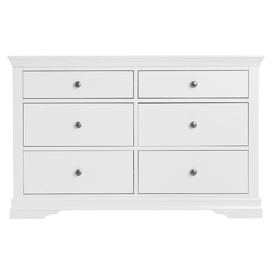 Skokie Wide Wooden Chest Of 6 Drawers In Classic White_3