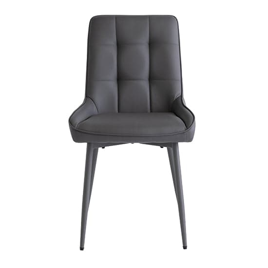Skye Faux Leather Dining Chair In Grey With Grey Legs_2