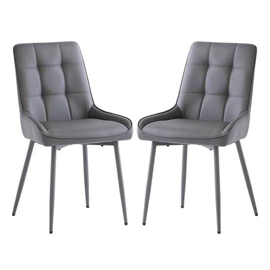 Skye Grey Faux Leather Dining Chairs With Grey Legs In Pair_1
