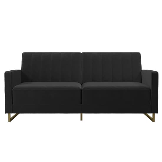 Skylark Velvet Sofa Bed With Gold Metal Legs In Black_7