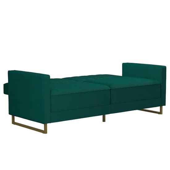 Skylark Velvet Sofa Bed With Gold Metal Legs In Green_7