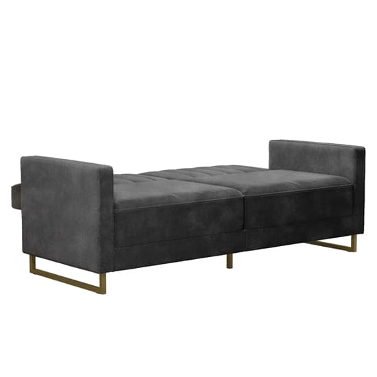 Skylark Velvet Sofa Bed With Gold Metal Legs In Grey_5