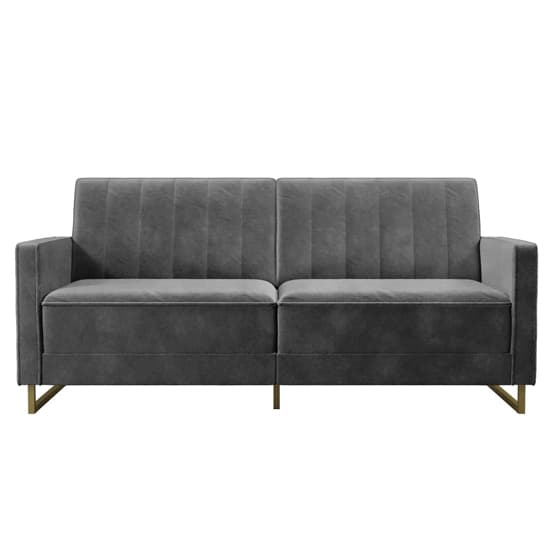 Skylark Velvet Sofa Bed With Gold Metal Legs In Grey_6