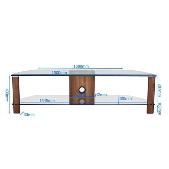 Clevedon Large Clear Glass TV Stand With Light Oak Frame_3