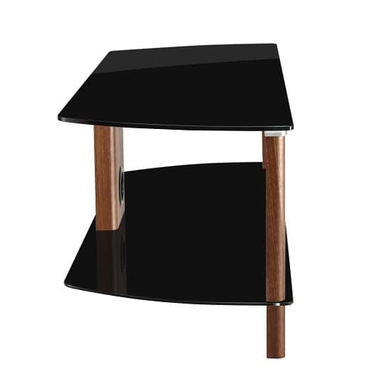 Clevedon Large Black Glass TV Stand With Walnut Frame_2