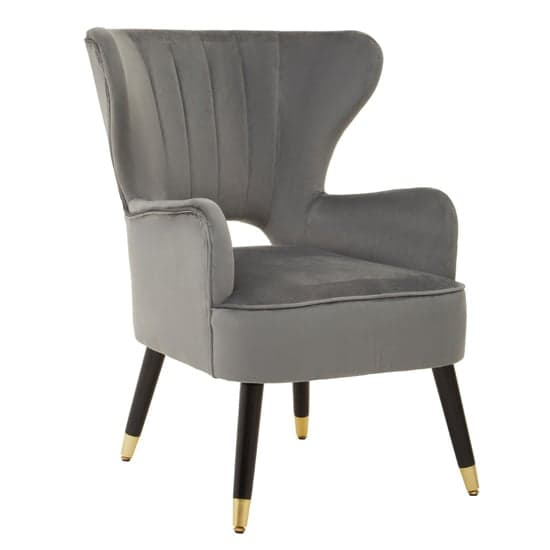 Sloane Velvet Upholstered Armchair In Grey_2