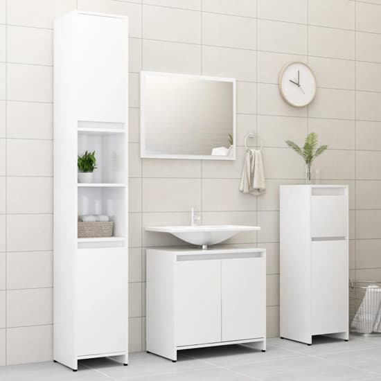 Smyrna Gloss Bathroom Storage Cabinet With 1 Door In White_6