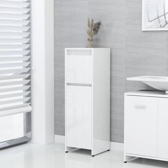Smyrna Gloss Bathroom Storage Cabinet With 1 Door In White_1