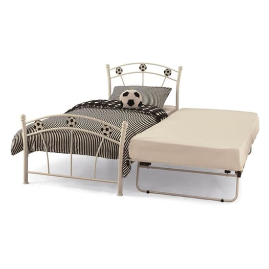 Soccer Metal Single Bed With Guest Bed In White_3