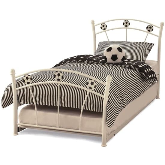 Soccer Metal Single Bed With Guest Bed In White_1