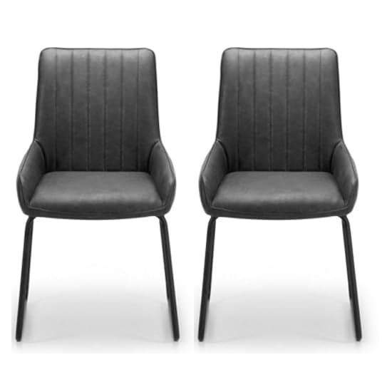 Sakaye Black Faux Leather Dining Chair In Pair_1