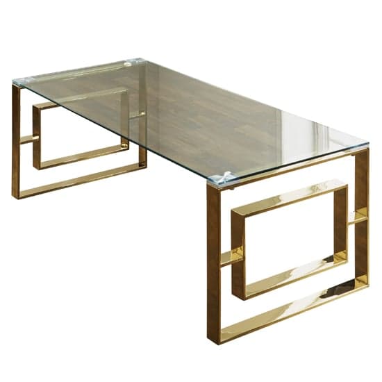 Solana Clear Glass Coffee Table With Gold Metal Frame_2