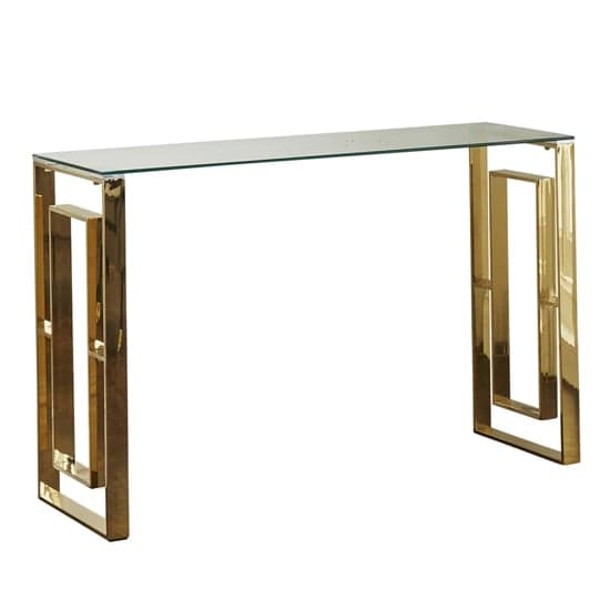 Solana Clear Glass Console Table With Gold Metal Frame_2
