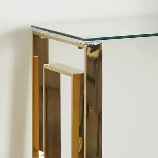 Solana Clear Glass Console Table With Gold Metal Frame_3