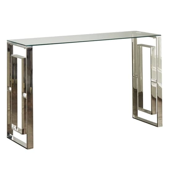 Solana Clear Glass Console Table With Silver Metal Frame_2