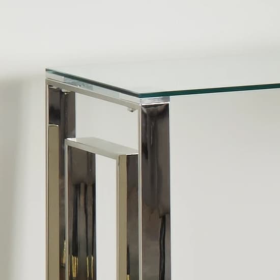 Solana Clear Glass Console Table With Silver Metal Frame_3