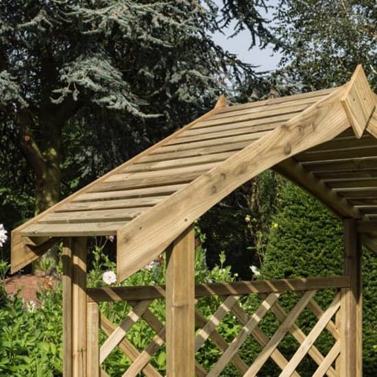 Solesta Wooden Arbour In Natural Timber With Open Slatted Roof_2
