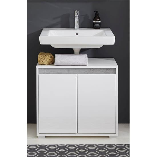 Solet Bathroom Sink Vanity Unit In White High Gloss_3