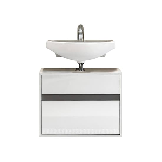 Solet Bathroom Wall Hung Sink Vanity Unit In White High Gloss_3