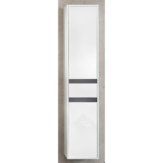 Solet Bathroom Wall Hung Tall Storage Cabinet In White Gloss_1