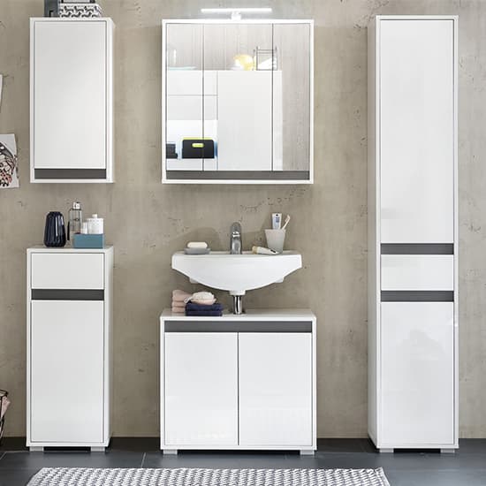 Solet Bathroom Wall Storage Cabinet In White High Gloss_7