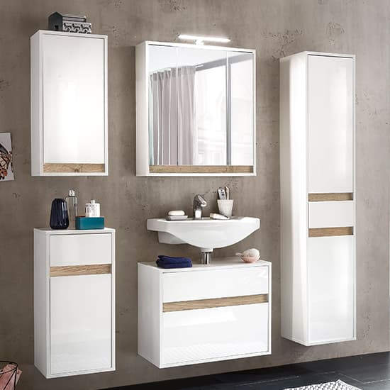 Solet LED Bathroom Furniture Set 4 In White High Gloss_5