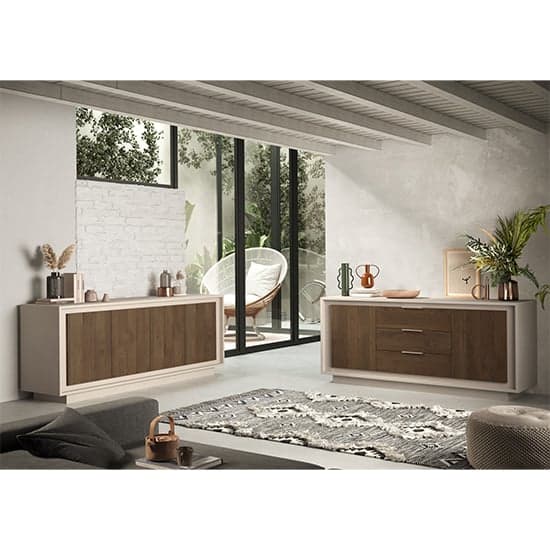Soller Wooden Sideboard With 4 Doors In Cashmere And Walnut_2