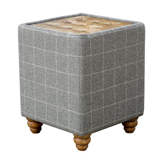 Solna Glass Top Leather And Wool Side Table In Grey_2