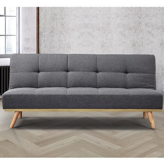 Soren Fabric Sofa Bed With Wooden Legs In Grey_2