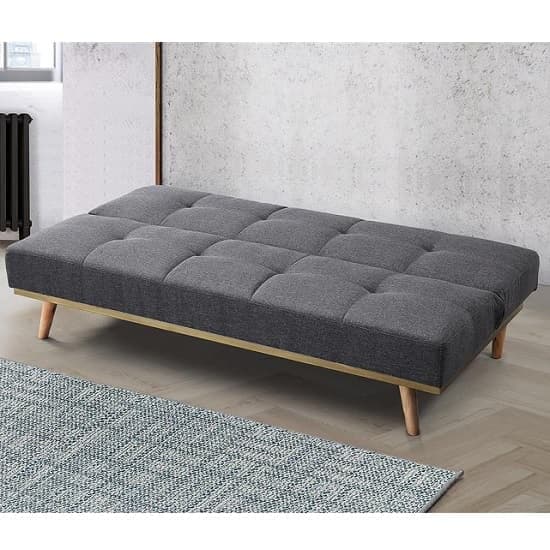 Soren Fabric Sofa Bed With Wooden Legs In Grey_3