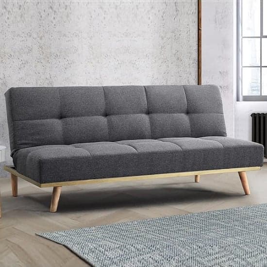 Soren Fabric Sofa Bed With Wooden Legs In Grey_1