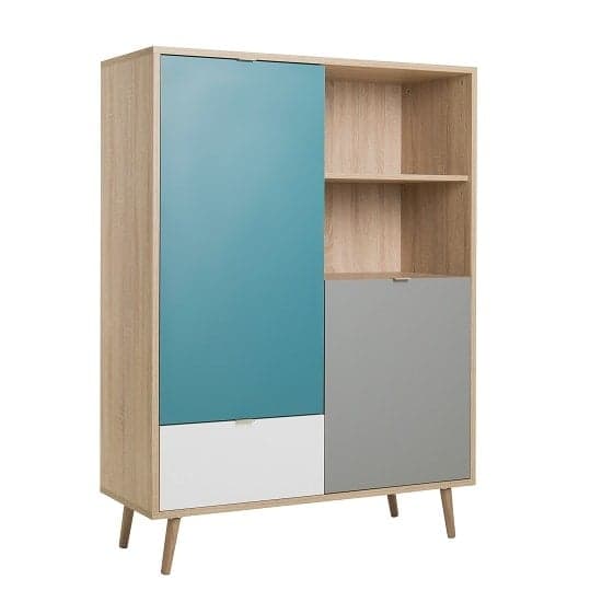 Sorio Highboard In Sonoma Oak And Tricolor With 2 Doors_3