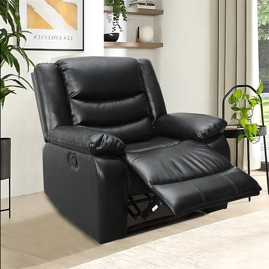 Sorreno Bonded Leather Recliner 1 Seater Sofa In Black_2