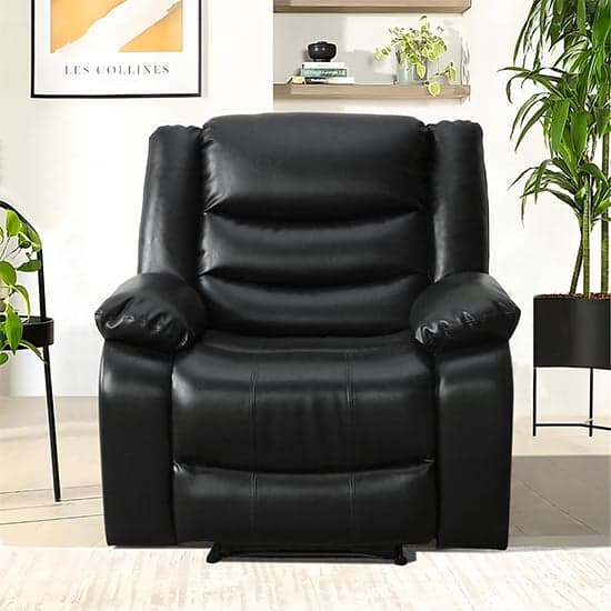 Sorreno Bonded Leather Recliner 1 Seater Sofa In Black_3