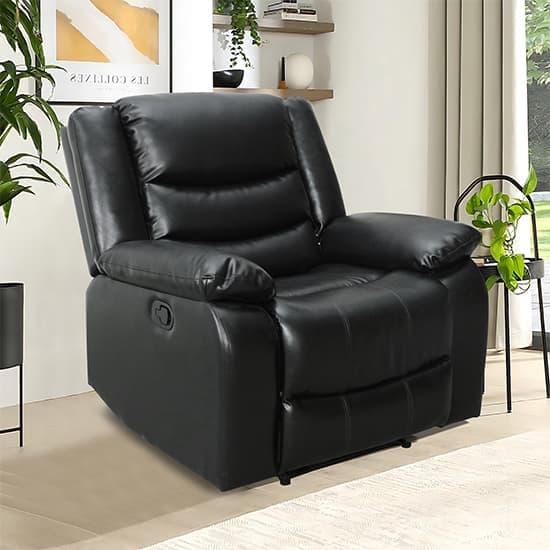 Sorreno Bonded Leather Recliner 1 Seater Sofa In Black_1
