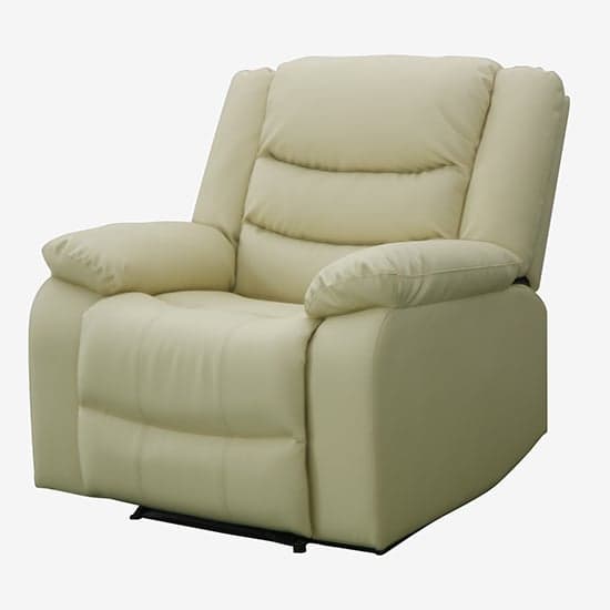 Sorreno Bonded Leather Recliner 1 Seater Sofa In Ivory_6