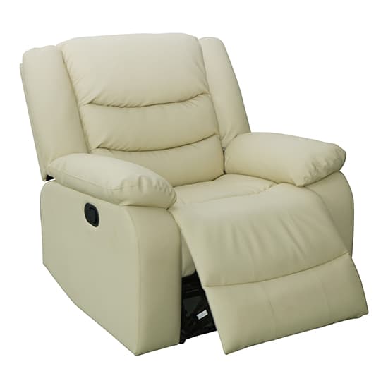 Sorreno Bonded Leather Recliner 1 Seater Sofa In Ivory_7