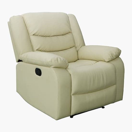 Sorreno Bonded Leather Recliner 1 Seater Sofa In Ivory_4