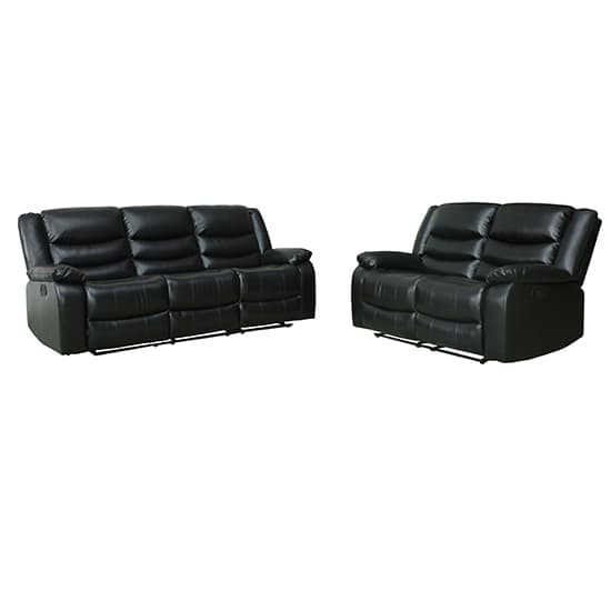 Sorreno 3+2 Bonded Leather Recliner Sofa Set In Black_2