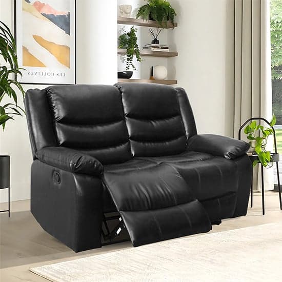 Sorreno 3+2 Bonded Leather Recliner Sofa Set In Black_3