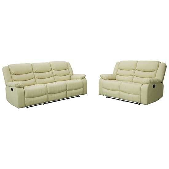 Sorreno 3+2 Bonded Leather Recliner Sofa Set In Ivory_2