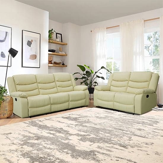 Sorreno 3+2 Bonded Leather Recliner Sofa Set In Ivory_1