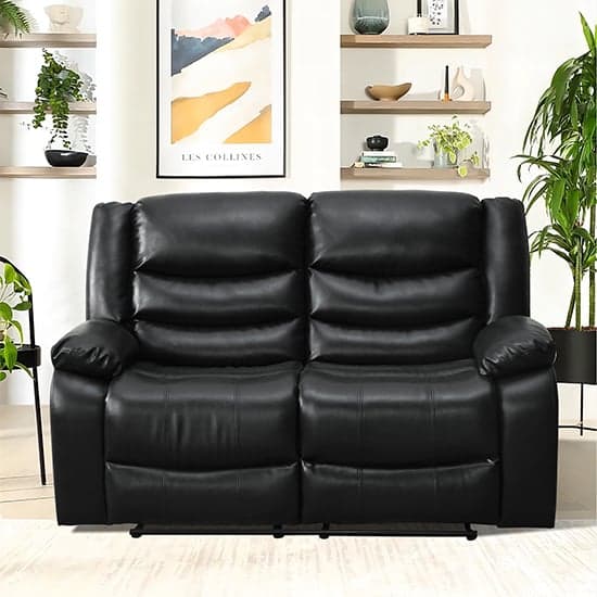 Sorreno Bonded Leather Recliner 2 Seater Sofa In Black_3